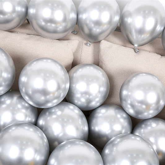 12 Inch (25/50 pcs) Silver Color Latex Chrome Balloon for Birthday and Other Special Occasion